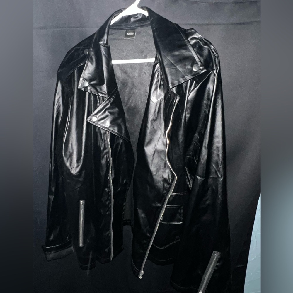 Men's Black Faux Leather T-Birds Jacket